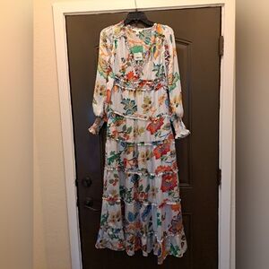 NWT Chelsea & Violet Margaux Floral Plisse Maxi Dress Multicolor  Size S